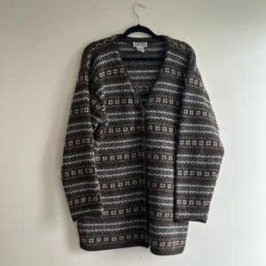 Vintage wool Brown Patterned Sweater fisherman sweater, cottagecore